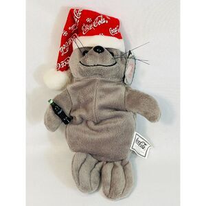 Coca Cola Collectible 1997 SEAL with Santa Hat and Coke Bottle Beanie Plush NWT
